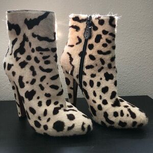 Italian made, Alaia boots, white leopard print